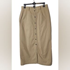 L.L. Bean Vintage Classic Tan Button-Down Skirt Womens Size 10